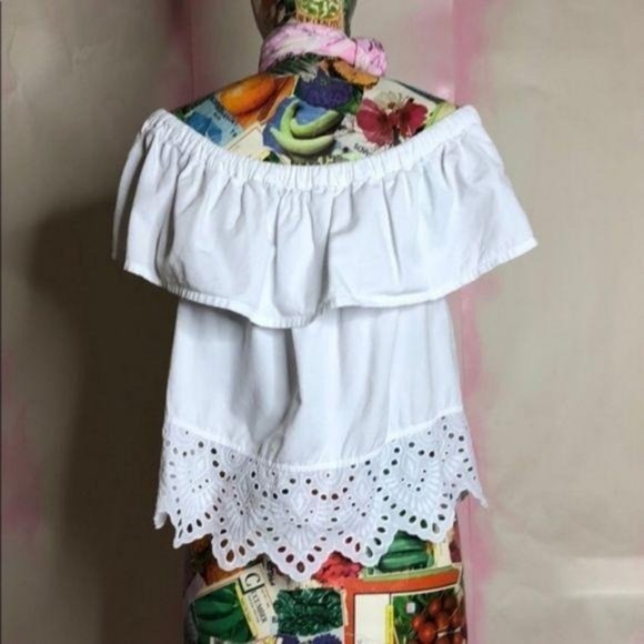 Madewell Eyelet Balcony Off the Shoulder Top Ruffl - Picture 7 of 8